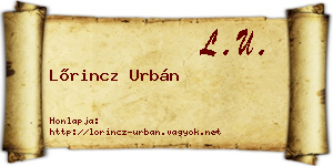 Lőrincz Urbán névjegykártya